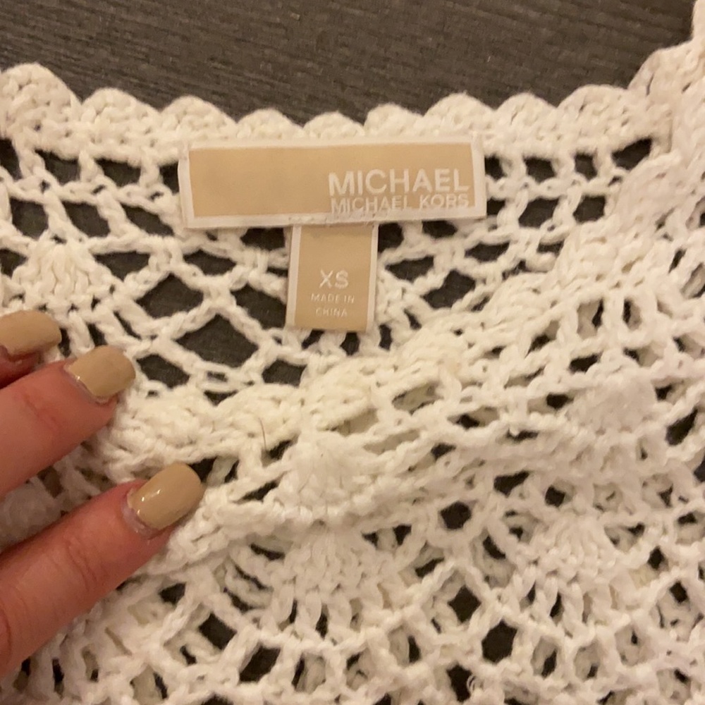 White Michael Kors mesh sweater top. Size XS. Like new